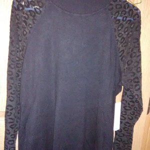 Mesh Cheetah Print Black Raglan Sweater